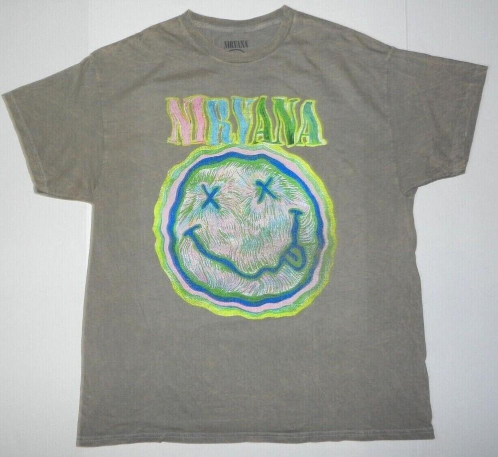 Nirvana Farbiges Smile Logo T-Shirt Neu