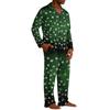 Men's Christmas Pajama Set with Button Down Shirt and Straight Leg Pants, Casual Print Sleepwear Two Piece Outfit, Festive Holiday Loungewear