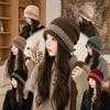 Vintage Women's Beanie Slouchy Fit Jacquard Knit Hat Durable Drawstring Knit Cap  Daily Commute