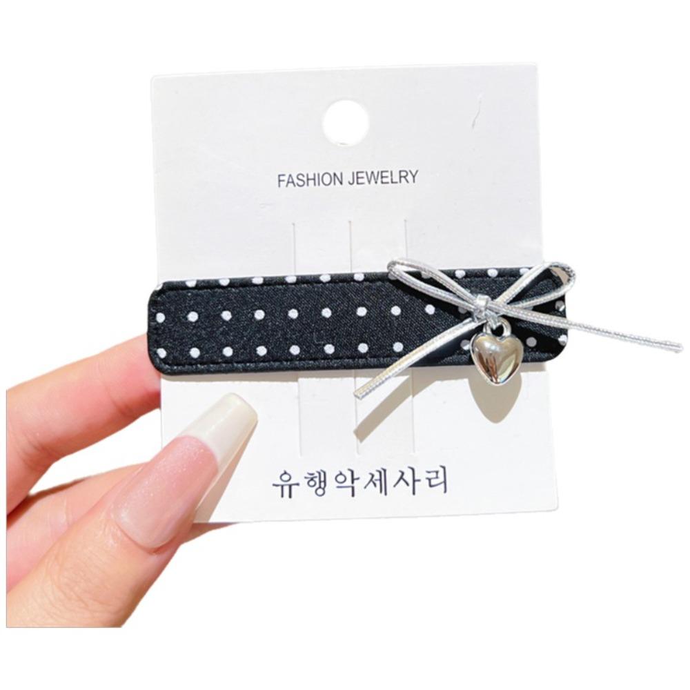 Pince BB Élégante à Nœud Séparation Latérale Pois Pois Pince Design Polyvalent Pince à Cheveux Française Accessoires de Mode