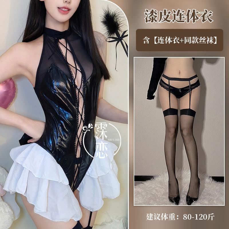 Sexy bunny tight lingerie open free uniform temptation passion boob nightclub onesie