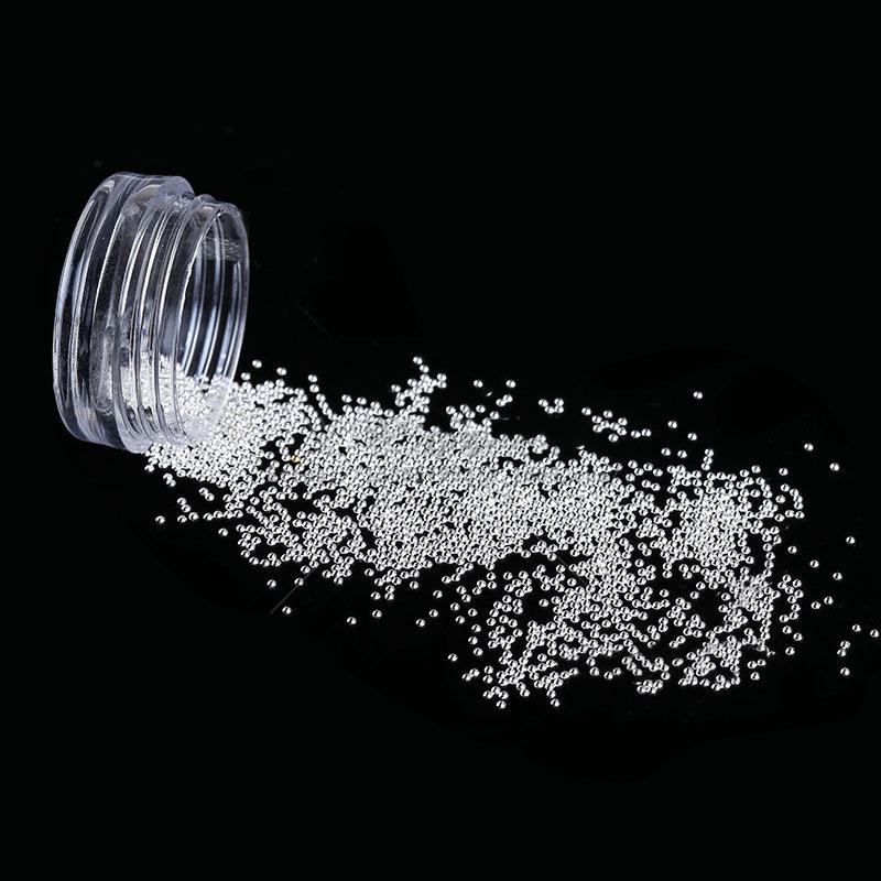 Caviar Nail Nails Gold And Silver Steel Beads Do Not Fade 1.2Mm Metal Microbeads 1000 Round Box Nail Jewelry
