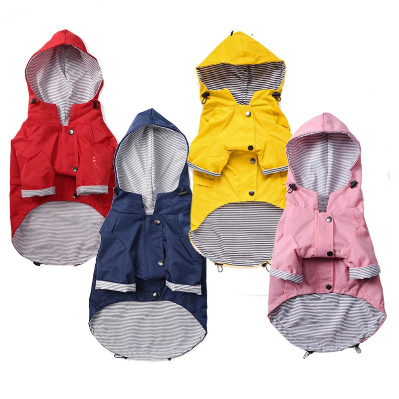 S-5XL Hooded Multi Colors Dog Rain Coat Pet Waterproof Jacket Medium Large Dog Clothing Out Door Clothes