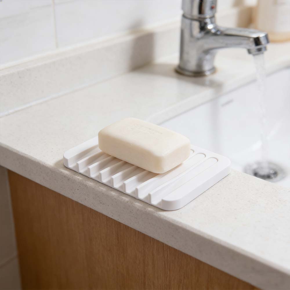 2Pcs Silicone Soap Dish Holder Creative Soap Plate Soap Saver Tray  Bathroom Accessories