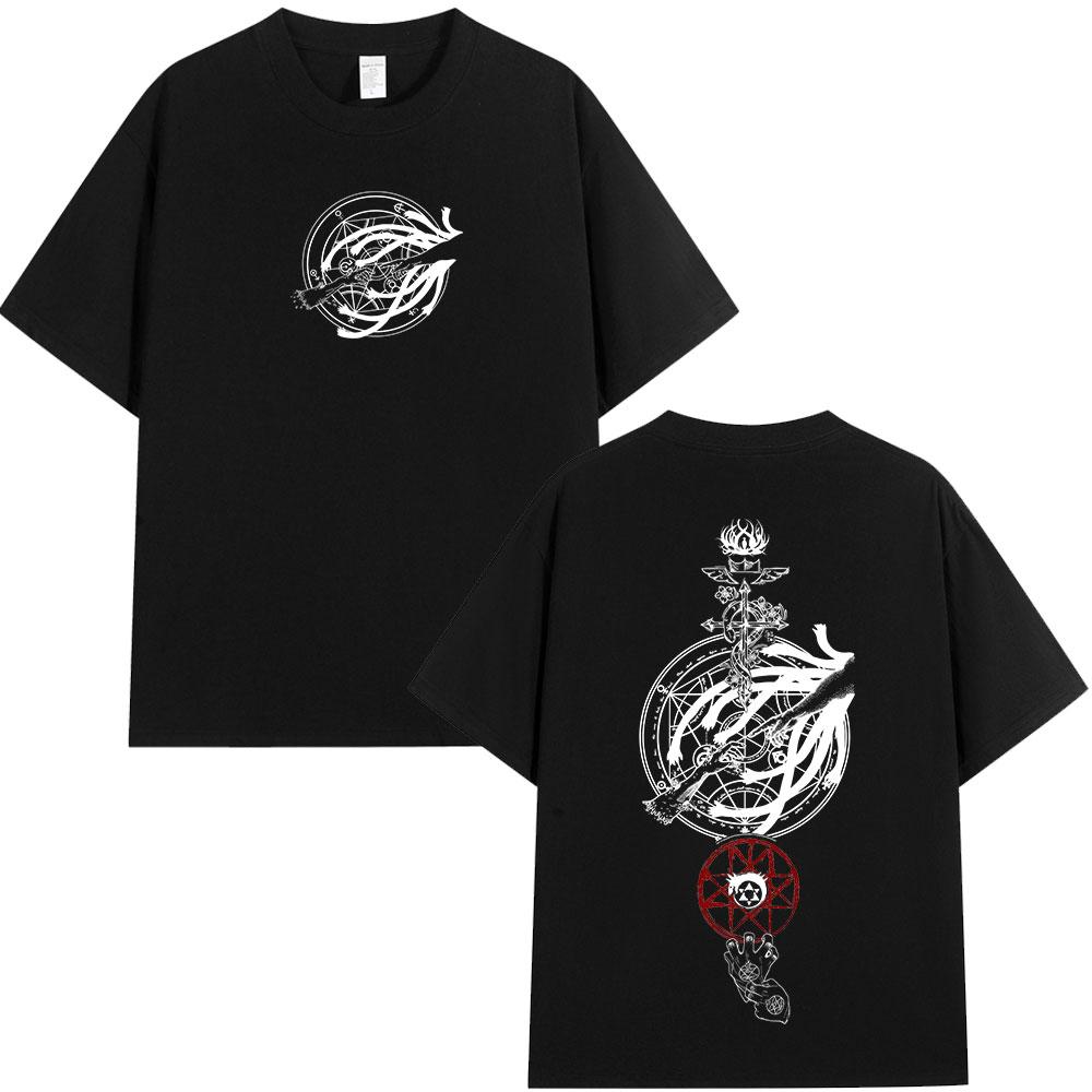 Anime Fullmetal Alchemist Edward Elric Print Tshirts Unisex Women Clothing Fashion Casual Hip Hop Short Sleeve Oversized T Shirts