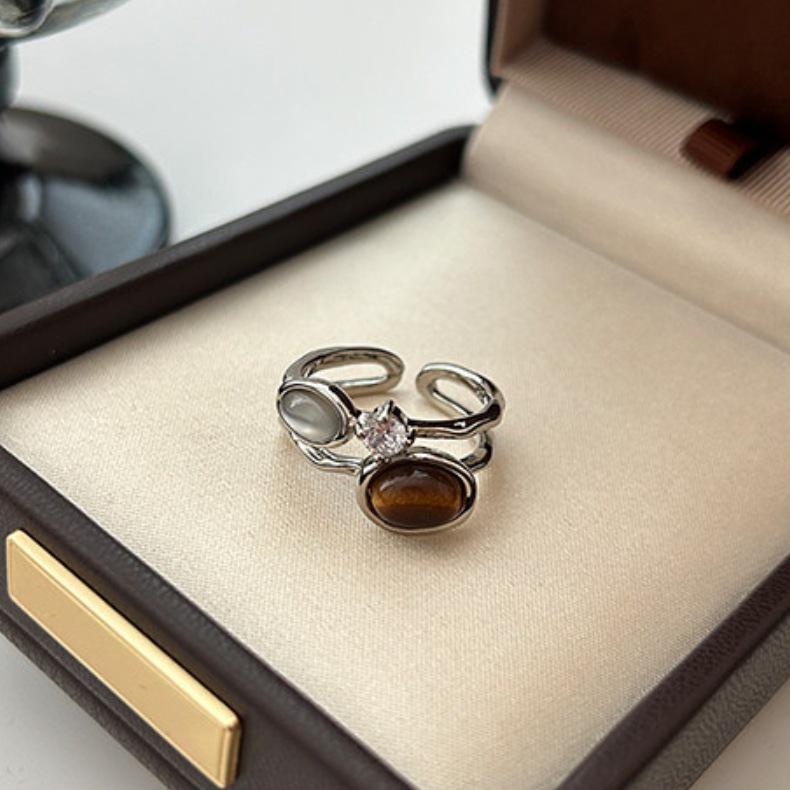 Women s Fashionable Caramel Pudding Open Adjustable Ring - Stylish Double Layer Design Adjustable Open Design