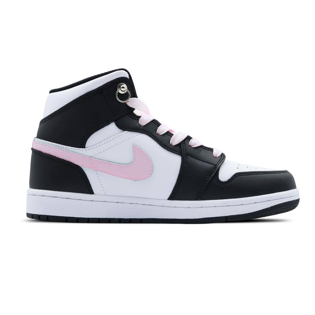 Jordan Air Jordan 1 Skórzane Amortyzacja, Odporne na Ścieranie Wysokie Buty Koszykarskie Vintage Damskie Czarne Różowe Białe DQ8423-103(Zespół-)