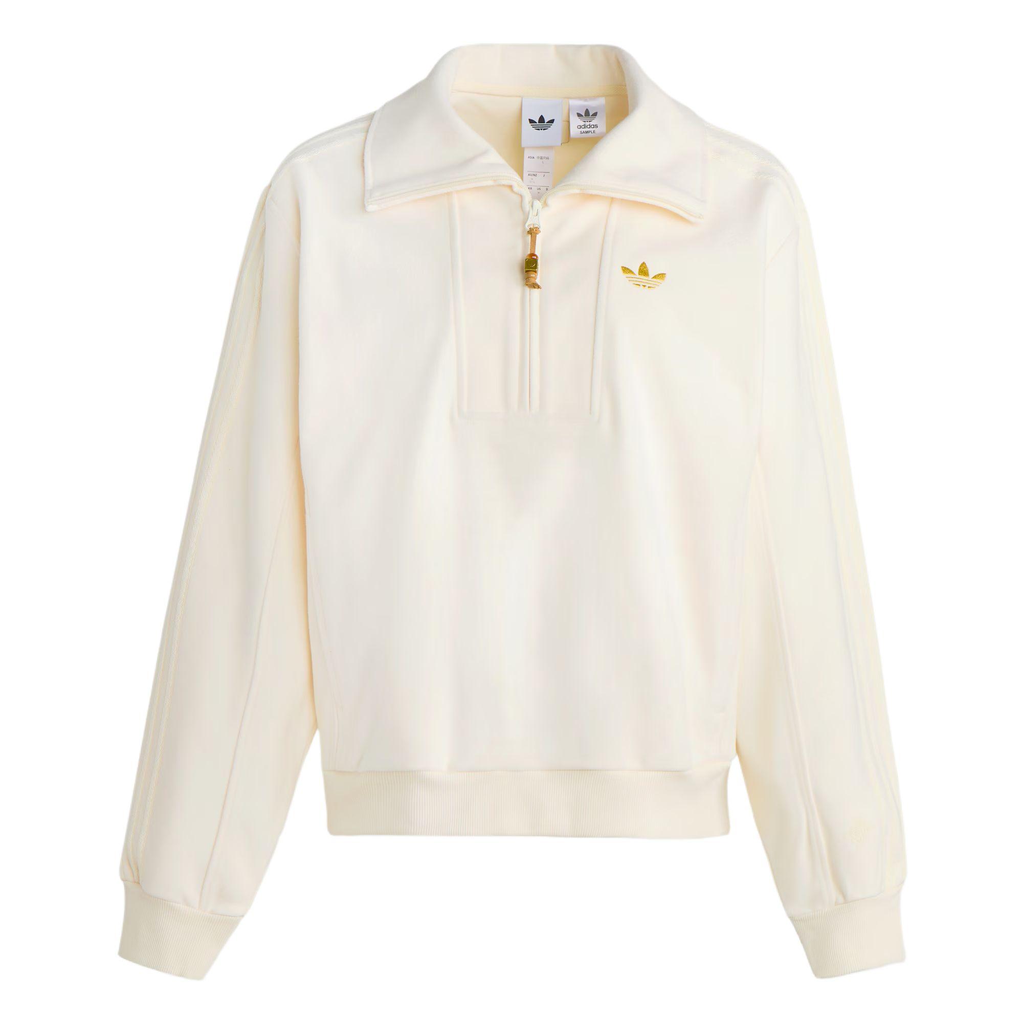 adidas Originals LNY Half-Zip Women s Knit Sweatshirt Cream White/Gold KT0725 XL