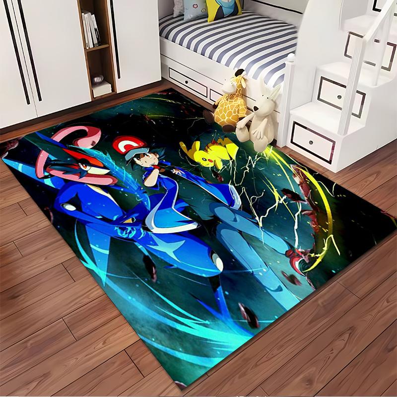 Greninja Print Flannel Carpet, Machine Washable and Non-Slip, Home Office Living Room Decoration