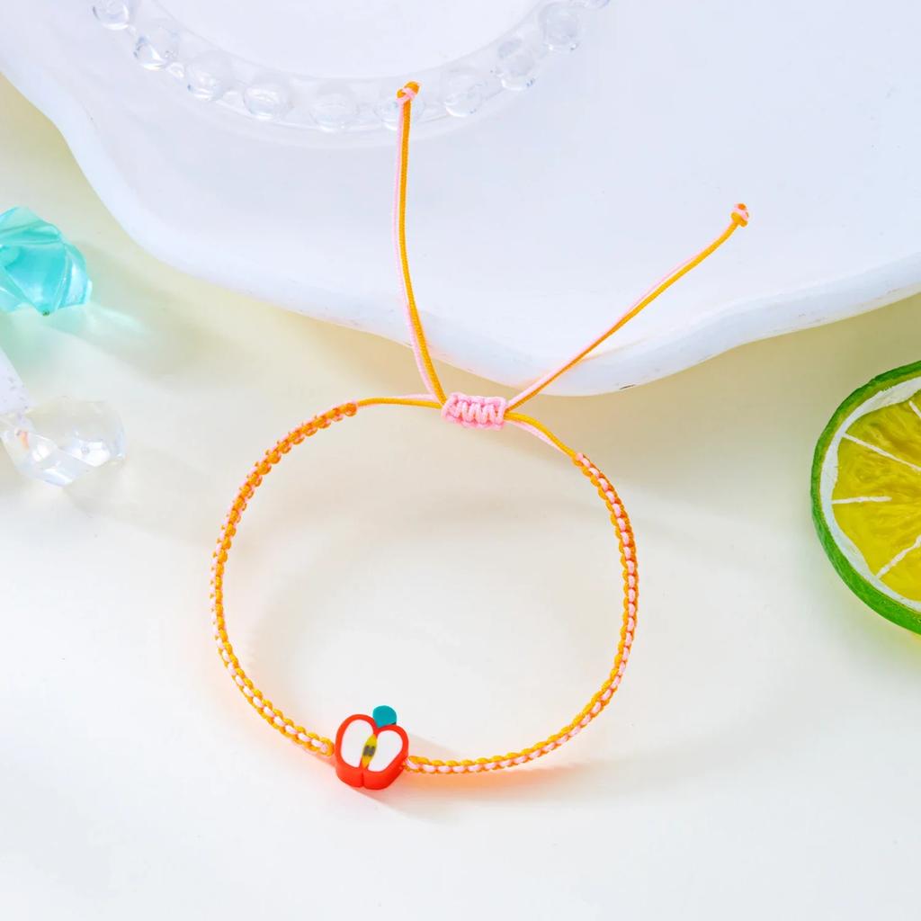 Summer Style Fruit Bracelet For Women Girls Watermelon Lemon Strawberry Handwoven Adjustable Bangles Friendship Jewelry Gifts
