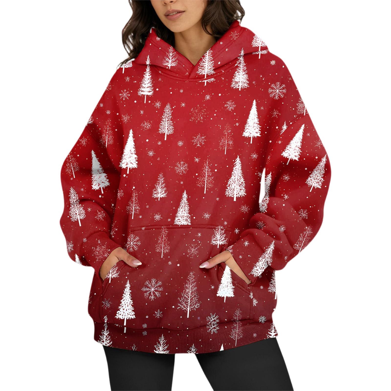 

Женские модные повседневные универсальные повседневные толстовки с круглым вырезом, топы с длинными рукавами и принтом XXXL красный