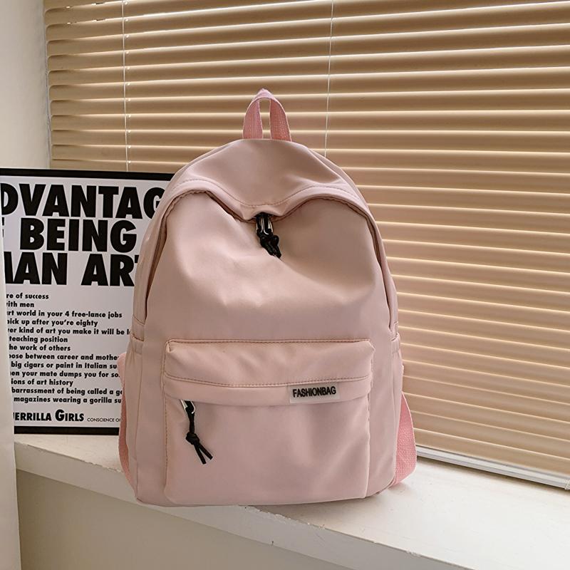 Unisex Minimalist Dopamine Backpack Solid Color Quilted Letter Logo Nylon Large Capacity Lightweight Laptop Backpack for Daily