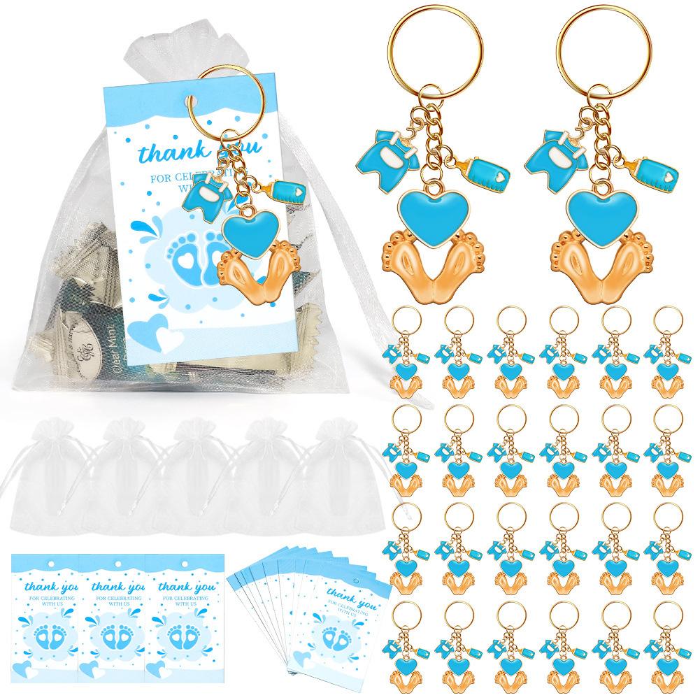Baby Shower Favors for Kids Footprint Keychains Gifts with Bottle Lollipop Bags Thank You Tags for Baby Shower Party Supplies