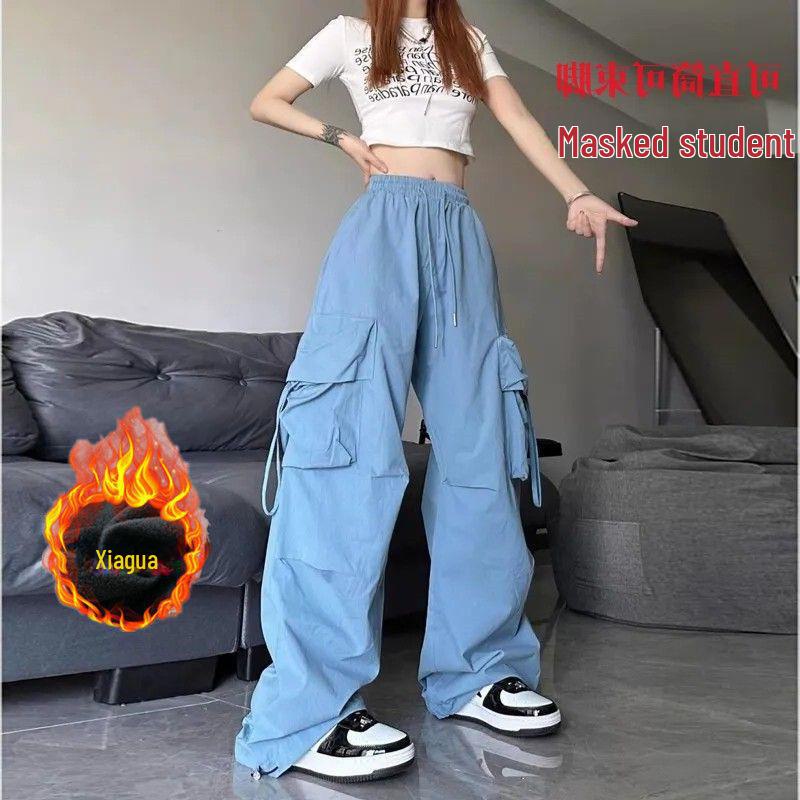 Unisex American-Style Thick Overalls for Street Dance: Trendy, Casual, All-Match Loose Wide-Leg Pants for Autumn and Winter.