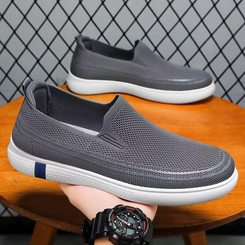 Herren Vulkanisierte Schuhe Atmungsaktive Herren Mesh Schuhe Leichte Herren Sneaker Mode Slipper Flache Schuhe Bequeme Herren Slipper Freizeitschuhe