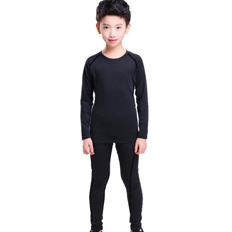 Kids and Men's Quick-Dry Sports Compression Suit Set - Long Sleeve Fitness Base Layer for Football & Basketball Training