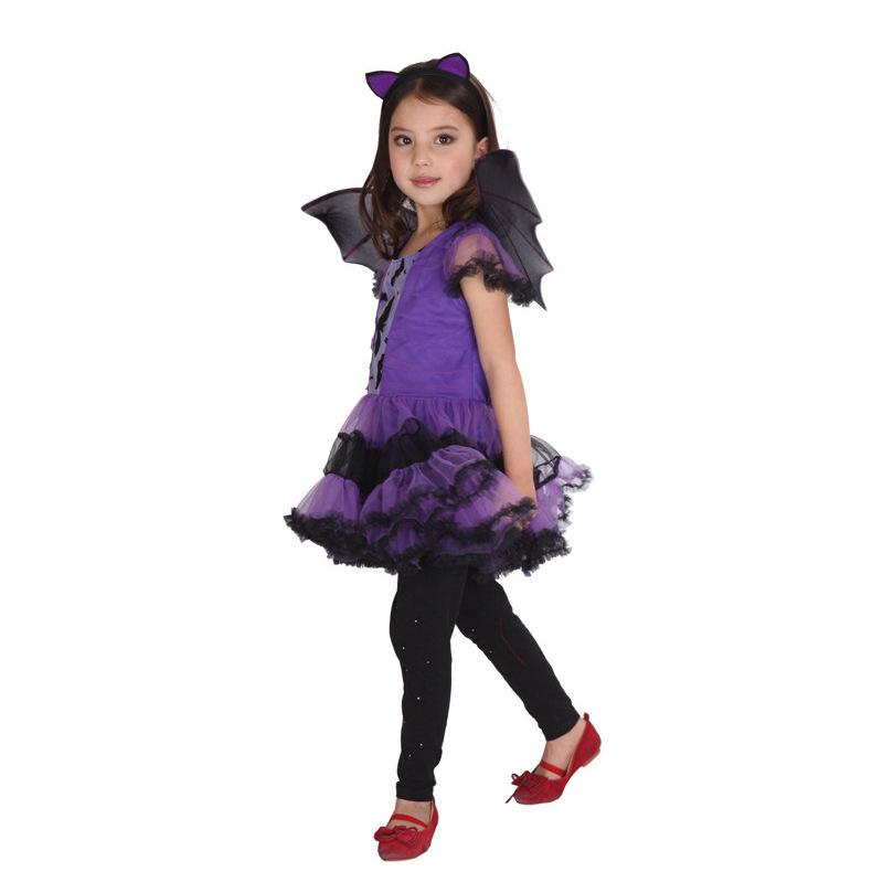 Kinder Mädchen Lila Fledermaus Vampir Prinzessin Kleid Ausgefallenes Cosplay Kostüm Kleidung Halloween Spiel