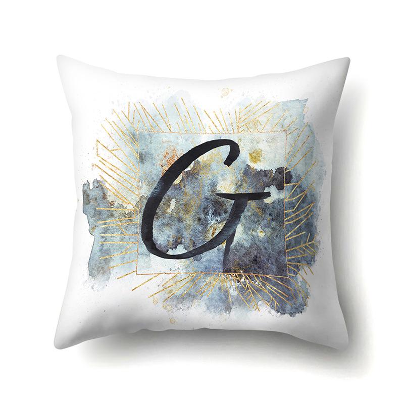 Polyester Pillowcase Home Car Decoration Printing Pillowcase 26 English Letters Sofa Cushion Cover