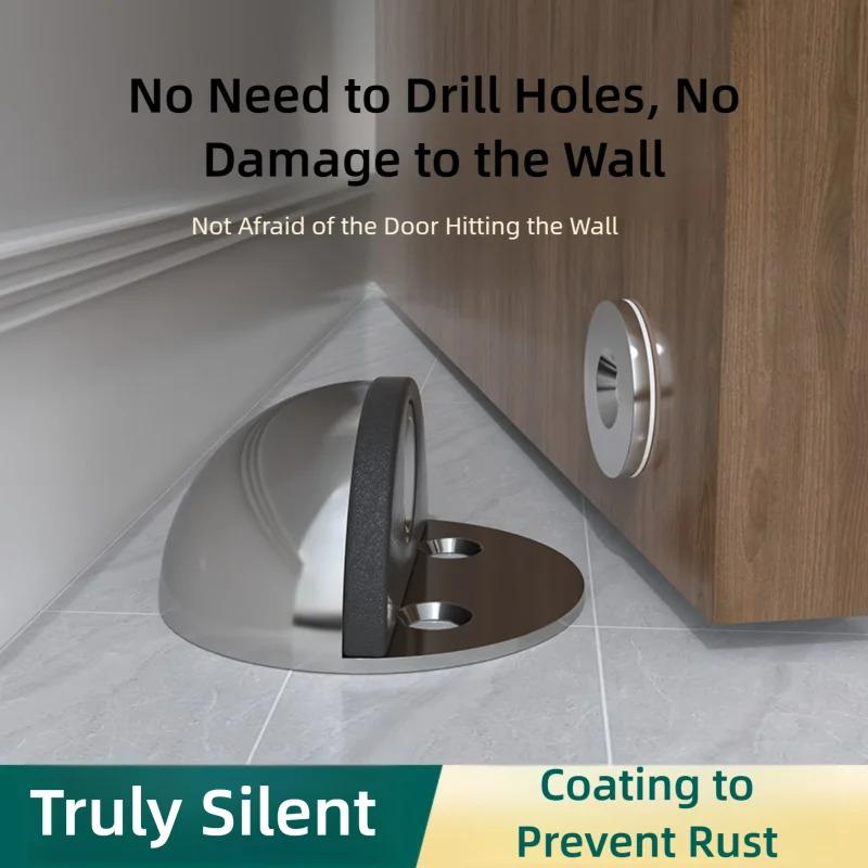 No-Drill Magnetic Door Stopper: Windproof Floor Mount Silicone Anti-Collision Buffer for Glass & Bedroom Doors