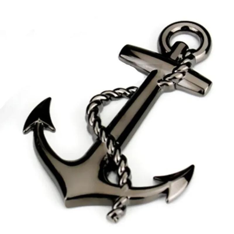 

Хромированный якорь для лодки из металлического сплава кузова автомобиля, задняя крышка багажника, наклейка, эмблема, значок чёрный