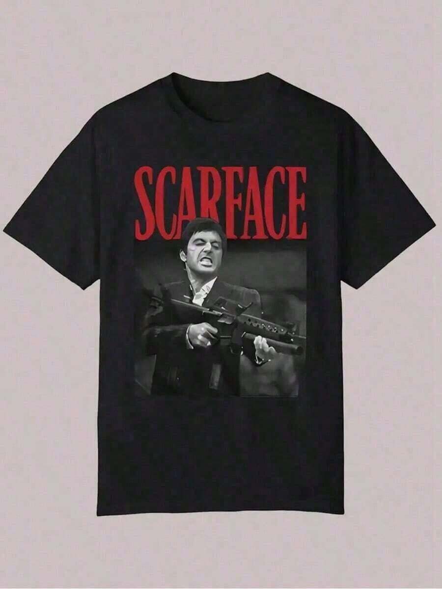 

Men S Graphic T-Shirt - Black Casual Summer Tee With Iconic Movie Pose, Round Neck, Regular Fit For S разноцветный