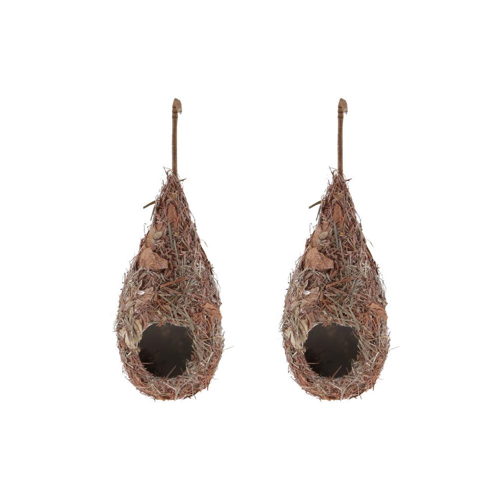 1/2PCS Bird House Natural Grass Hummingbird Bird Nest Fiber Hand-Woven Roosting Nest Bird Hut for Yard Decoration
