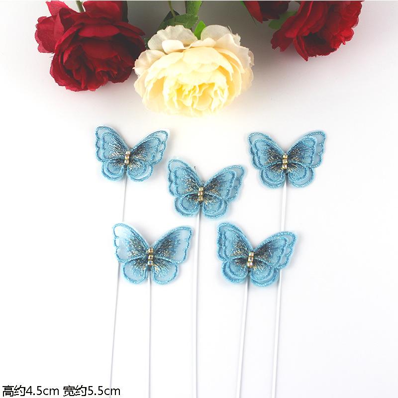 5Pcs Cloth Butterfly Creative Birthday Cake Decoration Dessert Table Decor Plug-In Scene Layout Diy Baking Accessories Supplies