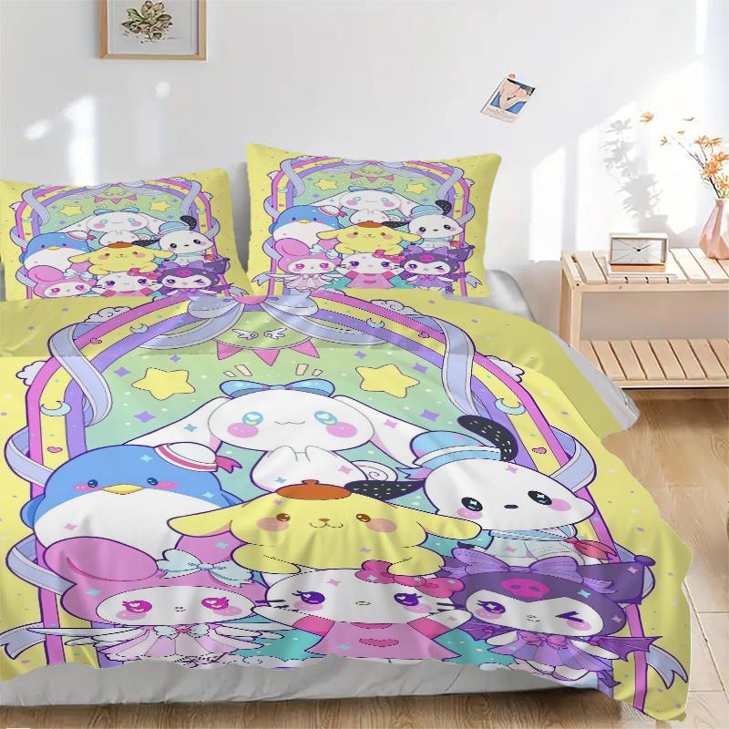 

3 шт. Sanrio Мультяшный персонаж Хелло Китти Дизайн Узор Комплект постельного белья из трех предметов (1 Наволочка + 2 Наволочки, Без Наполнителей), Мягкий и удобный W089 135x200cm
