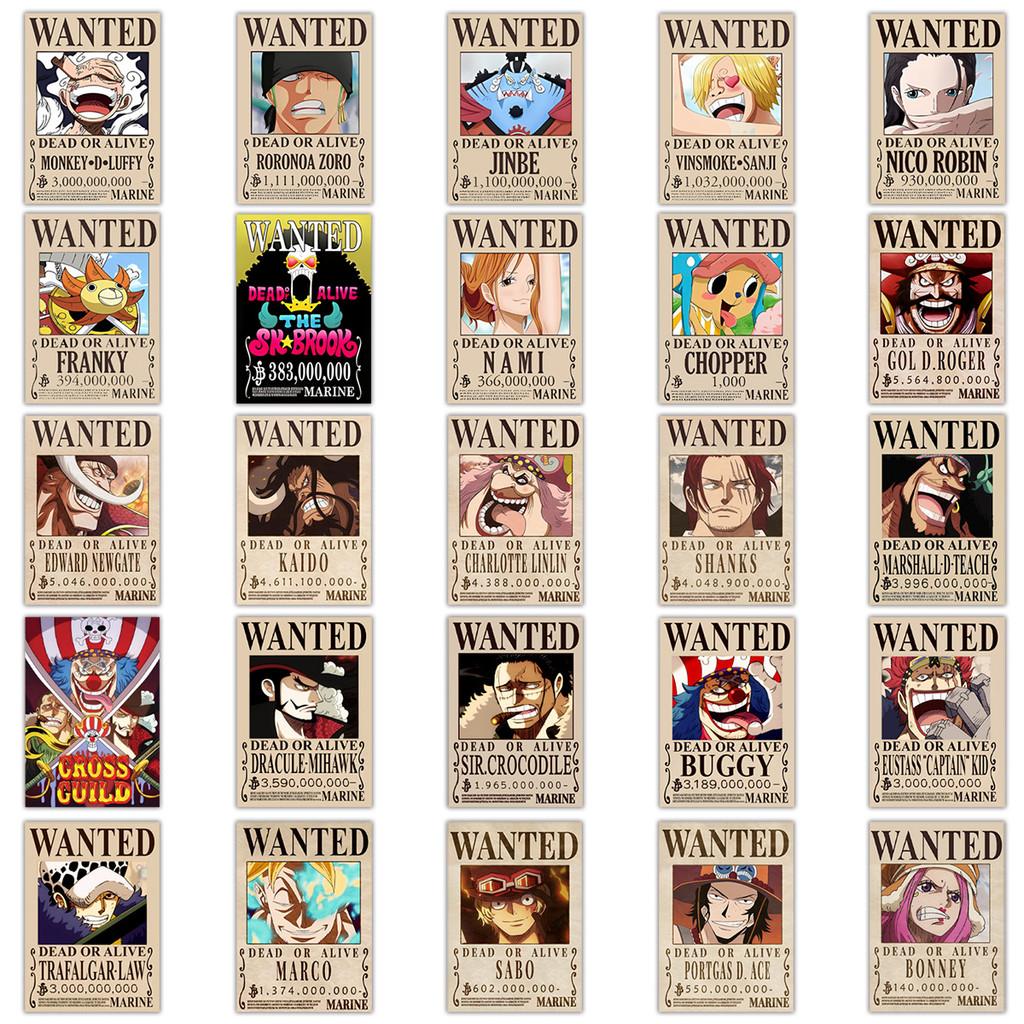 One 50pcs Piece Luffy Zoro Sticker Pirates Wanted Poster Waterproof Laptop Decal