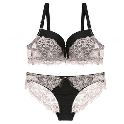Ensemble de lingerie sexy en dentelle pour femme, style européen et américain, soutien-gorge push-up et culotte ajustables