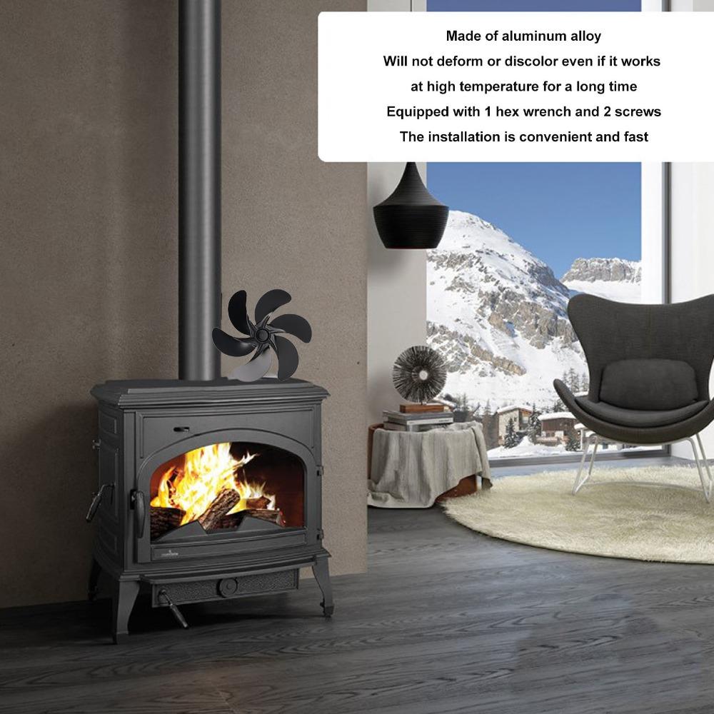 High Temperature Resistant Stove Fan Blades 6-Blades Fireplace Fan Replacement Fireplace Burner