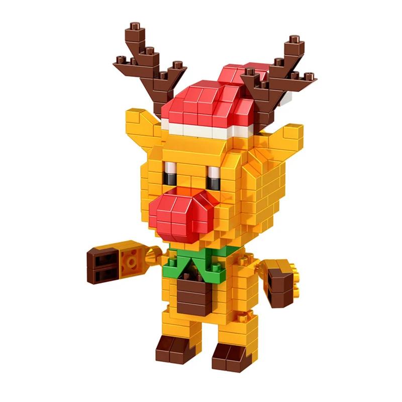 Merry Christmas Micro Building Blocks Santa Claus Elk Snowman Christmas Tree Assembled Mini Bricks Figure Toy For Kid Gifts