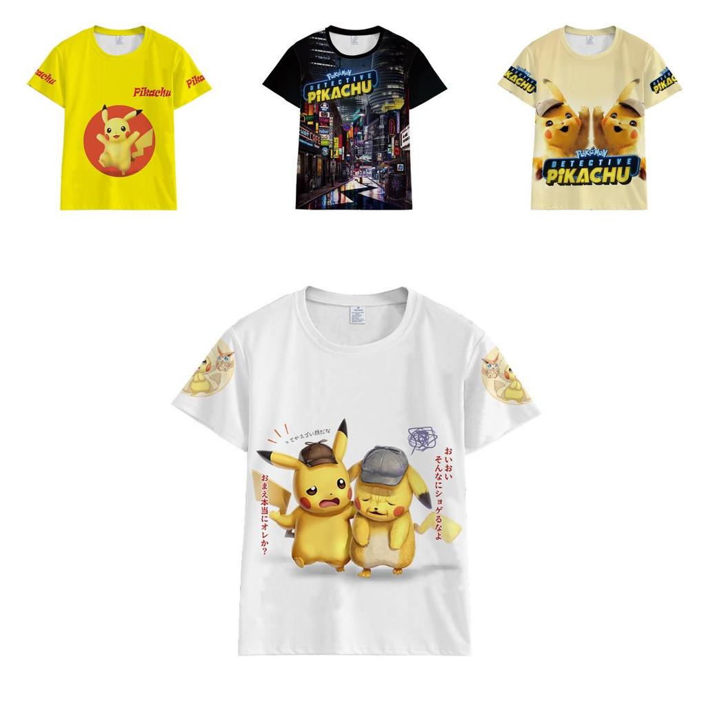 Tshirt Detective Pikachu 3d Print Short Sleeve Cosplay Costume Tops Tee
