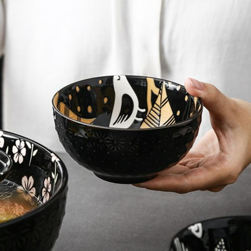 4.5inch Japanese Salad Bowl Household Creative Ramen Ceramic Bowl Tableware Home Restaurant Household Dessert Rice Bowl
