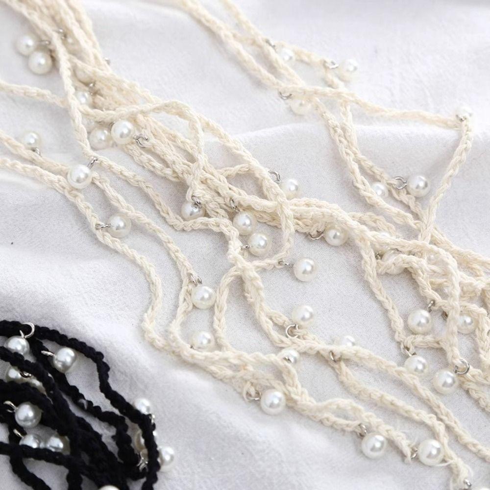 Hollow Out Knit Cap Beanies Ethnic Style Hat Fashion Hollow Pearl Tassels Knitted Hat Girls