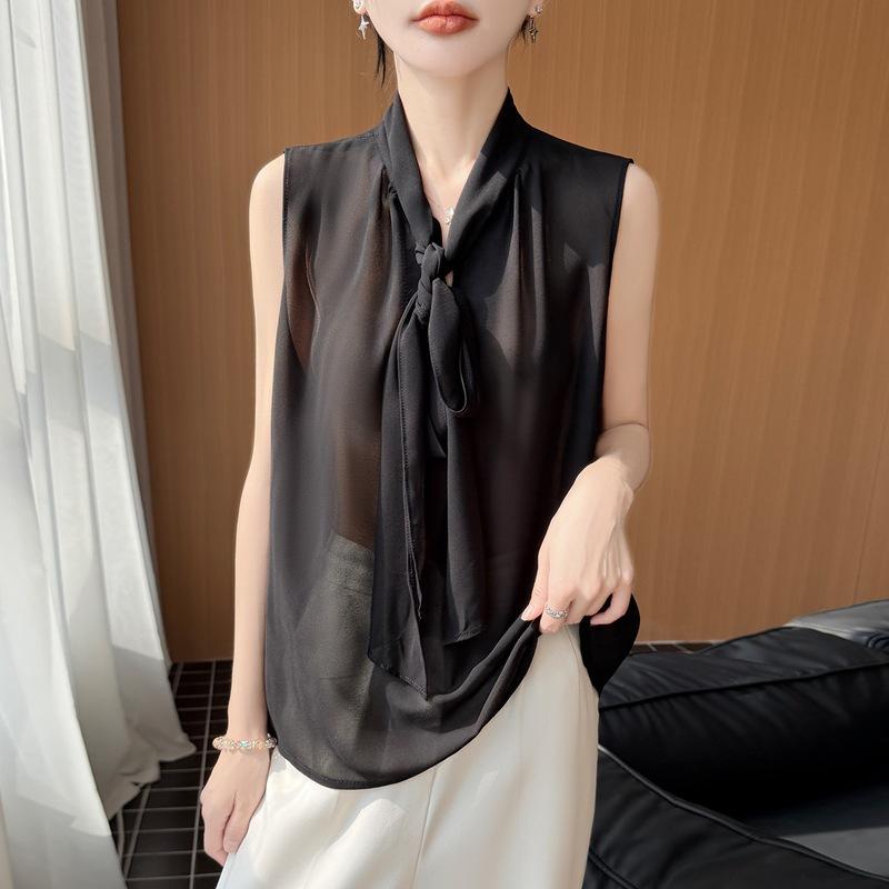 

A New V-neck Sun-protective Vest for Women with A Solid Color Design and A Thin Top in Spring and Summer XL чорний