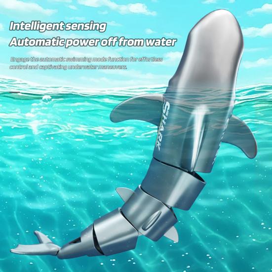 2.4GHz Remote Control Shark Toy Summer Outdoor Pool Lake Pond Bathtub Automatic Underwater Swimming RC Shark Boat Toy Boys Girls Christmas Gift