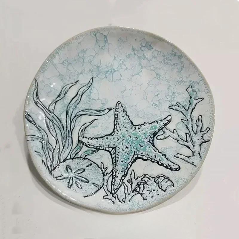 1pcs Nordic Ceramic Picnic Plate Hand-painted Pumpkin Dinner Plates Environmental Picnic Children Tableware Kitchen Supplies