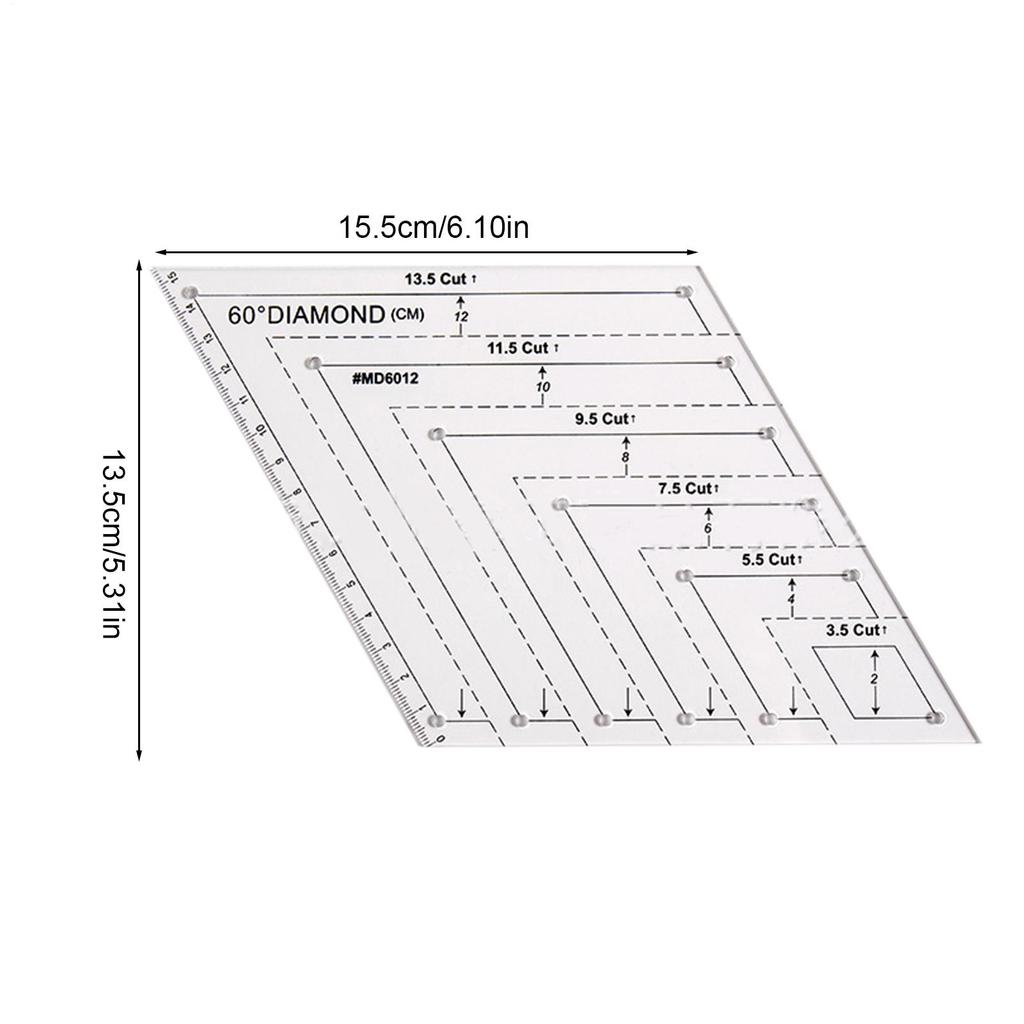 Quilt Templates 60 Degree Rhombus Ruler Quilting Template Transparent Stencil Tool For Textile Crafts Fabric Art Handmade