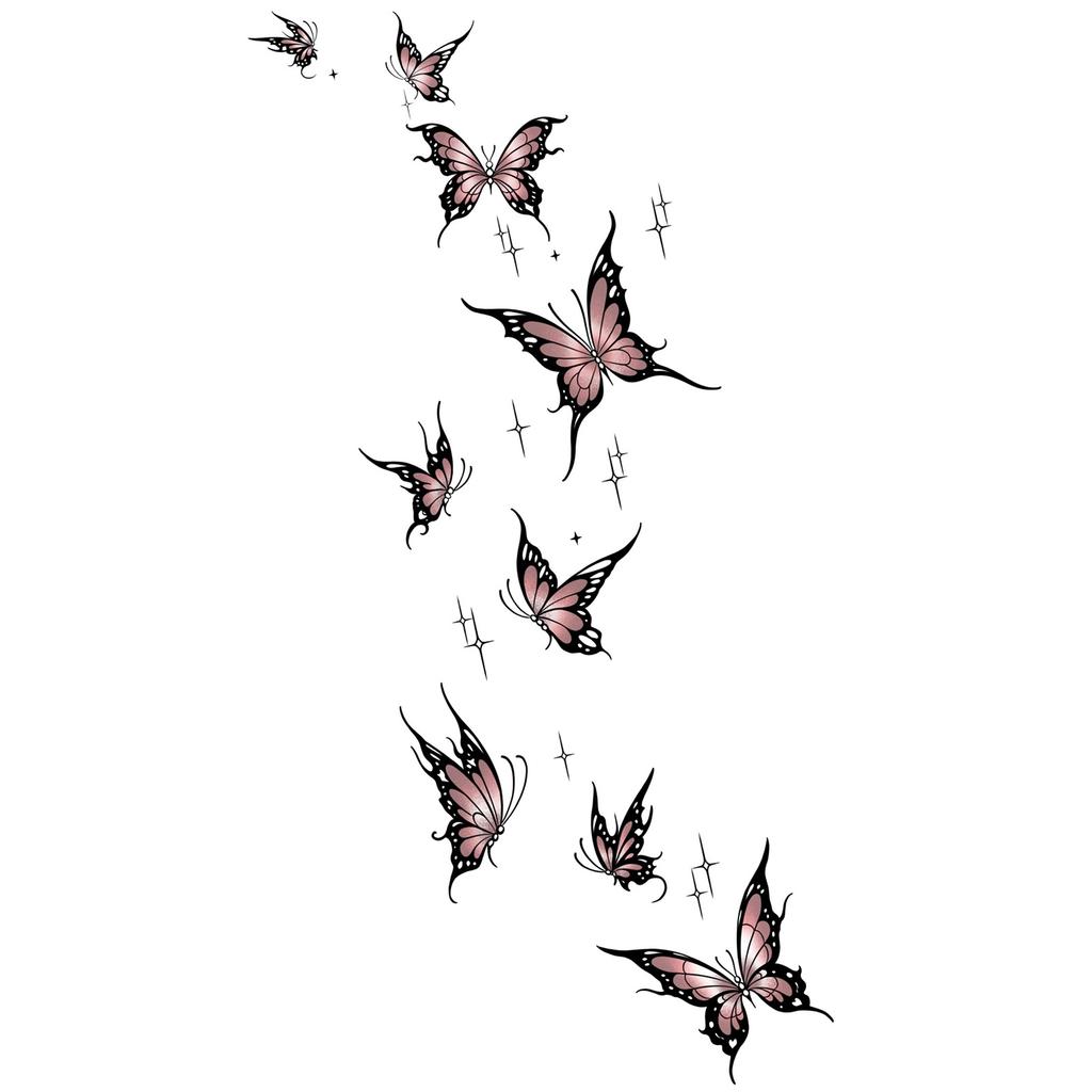 Simple Personality Spice Girl Three-Dimensional Butterfly Flower Wicker Collarbone Arm Tattoo Sticker