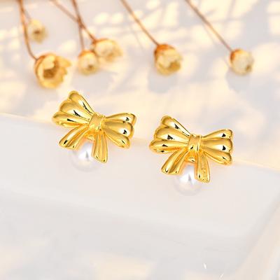 Hot-selling Bow Earrings Simple and High-end Pearl Earrings