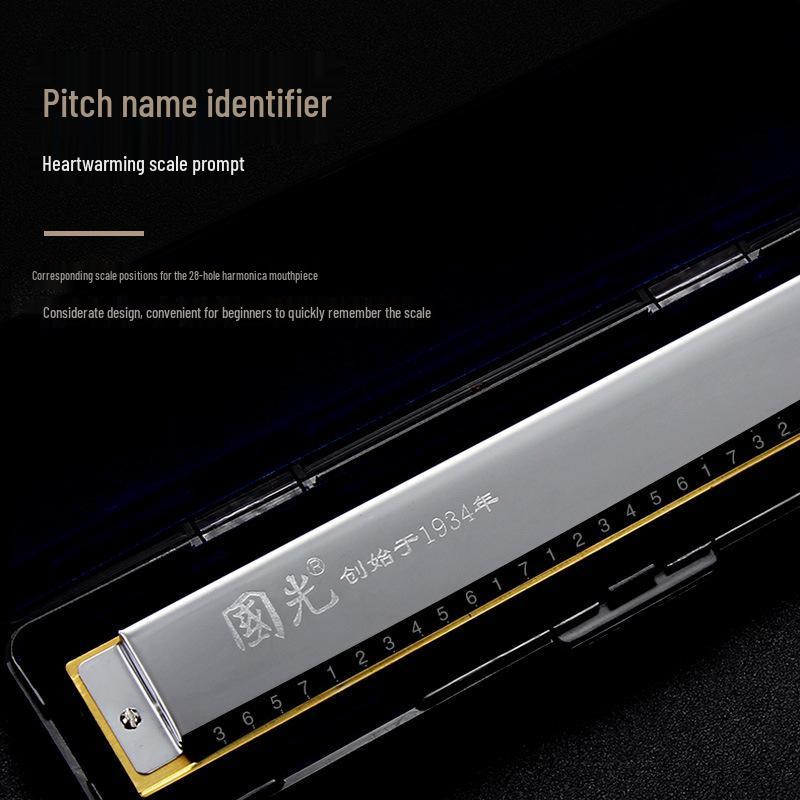 Guoguang 24-Hole Double Reed Harmonica, C Key for Beginner Students and Self-Study, Suitable for All Ages