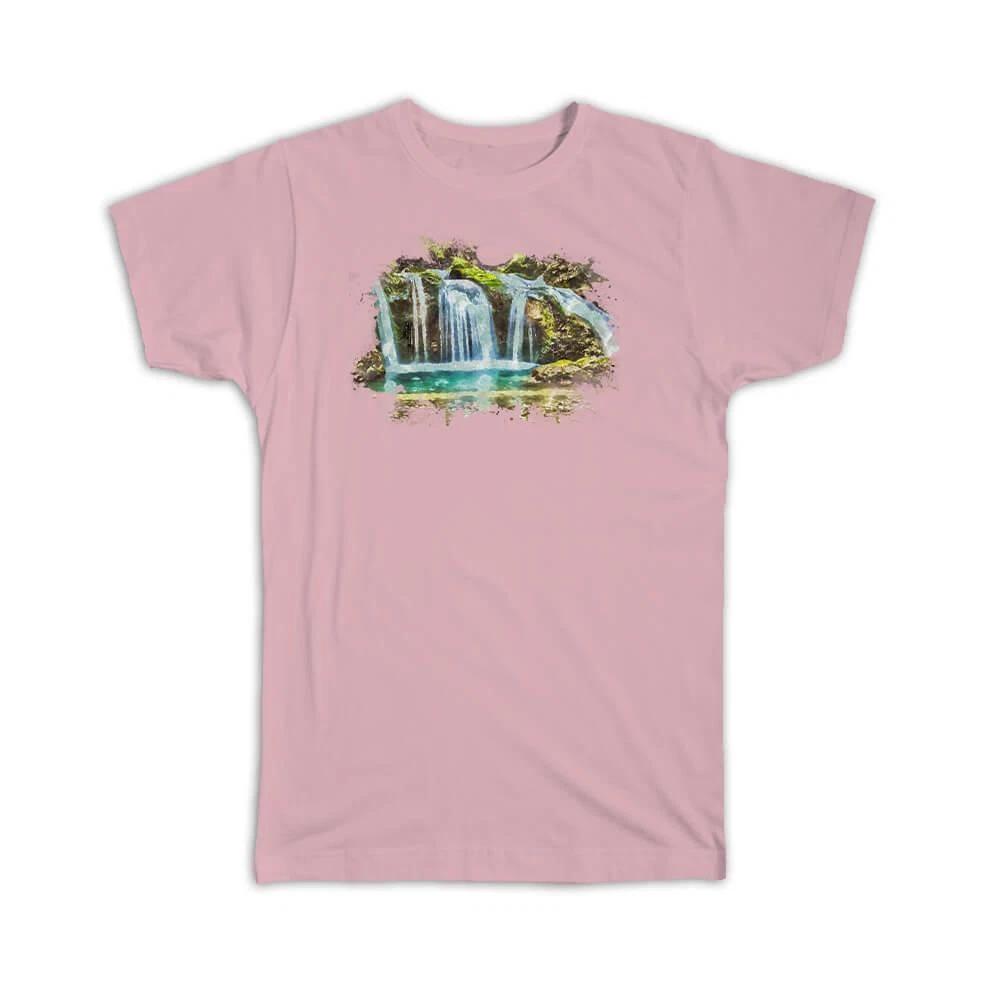 

Gift T-Shirt : Watercolor Scenary Waterfall Rocks Frame 4XL