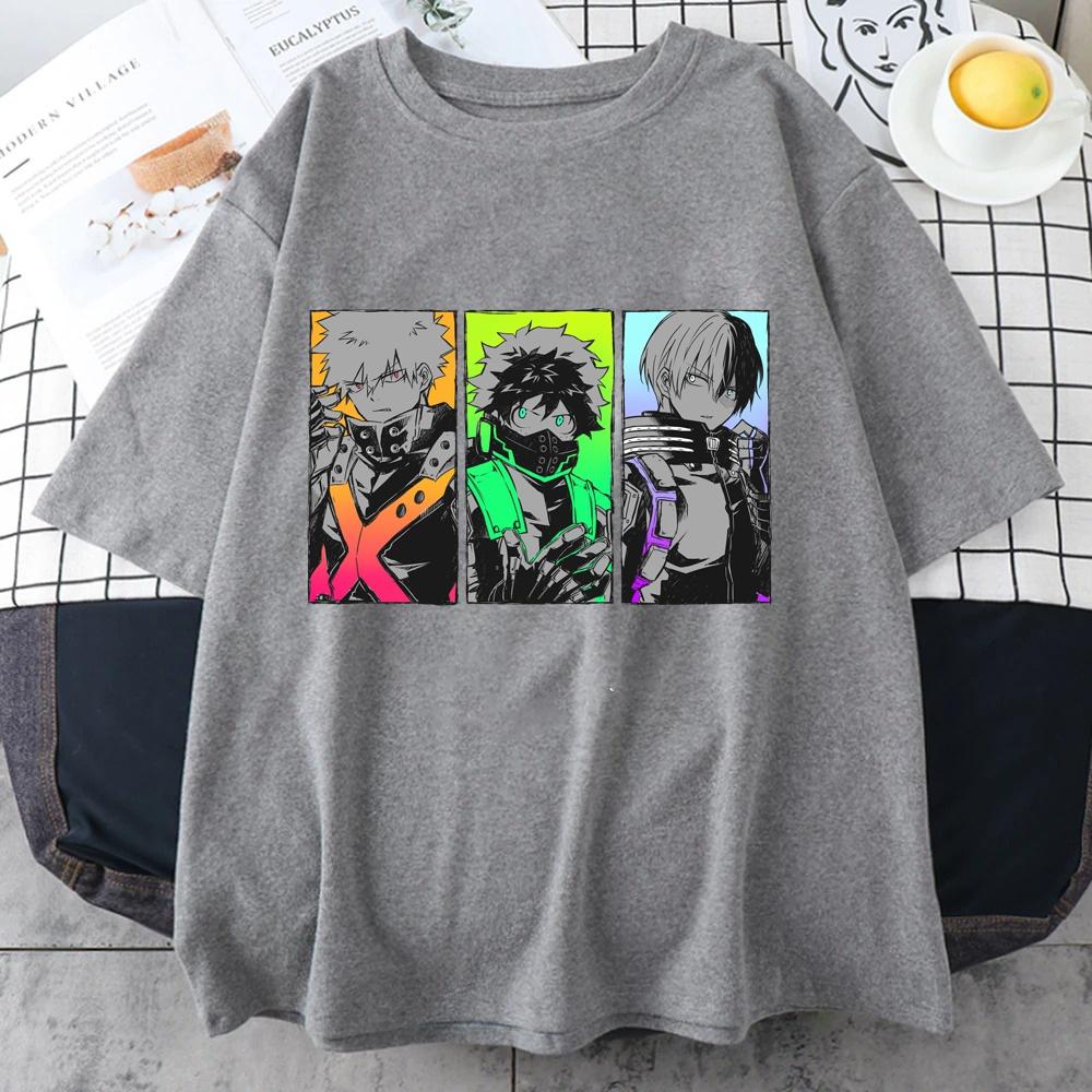 

New Deku Bakugou Katsuki Todoroki Shoto Graphic Print Cool T-Shirt Crew Neck Loose Short Sleeve Tops S