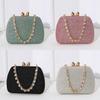 High Quality Pu Square Clutch With Rhinestone Heart Decor For Party And Night Out