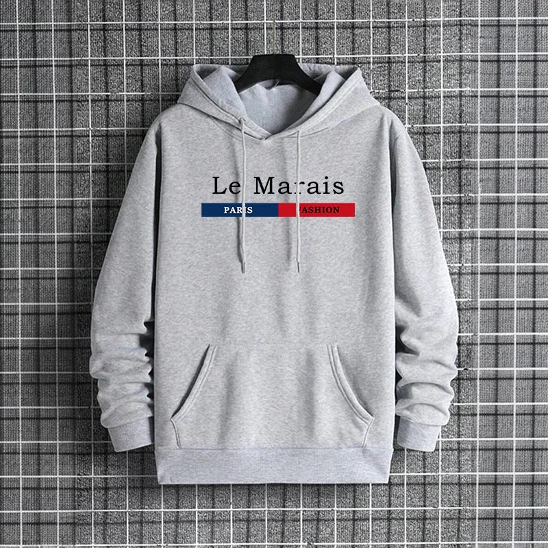Autumn Winter Casual Trendy Street Wear Hoody Outerwear Paris Le Marais Men's Hoodies Urban Streetwear Fashion Hooded Sweatshirt