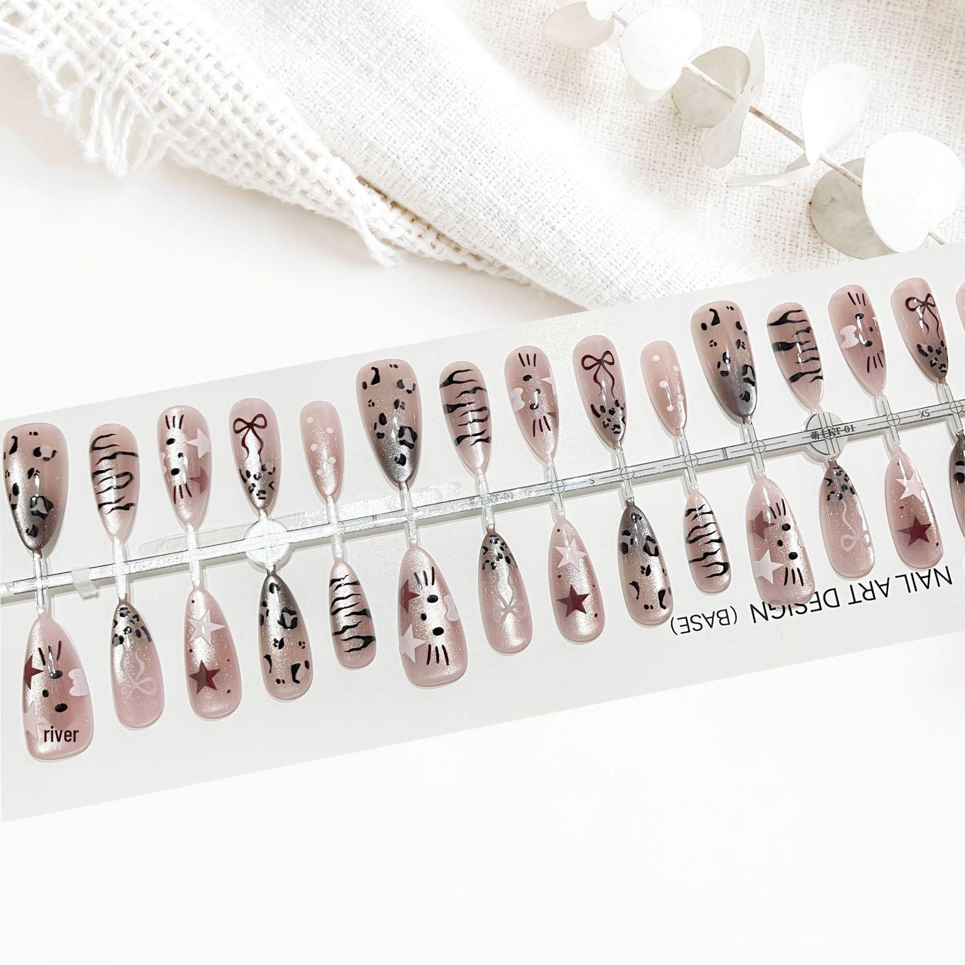 Gothic Cool French Almond Cat Eye Nail Strips