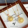 Collier Pendentif Intelligent Rotatif Émail Or Pur 24K 9999 Or Véritable Femmes Compas Gourde Diamant