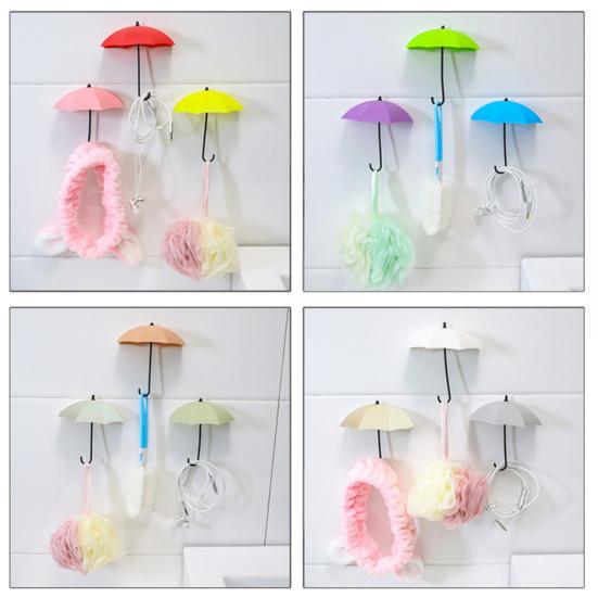 3Pcs Wall Hooks Strong Load-bearing Umbrella Shape Design Easy to Install Self Adhesive Hanger Hook Storage Organizer