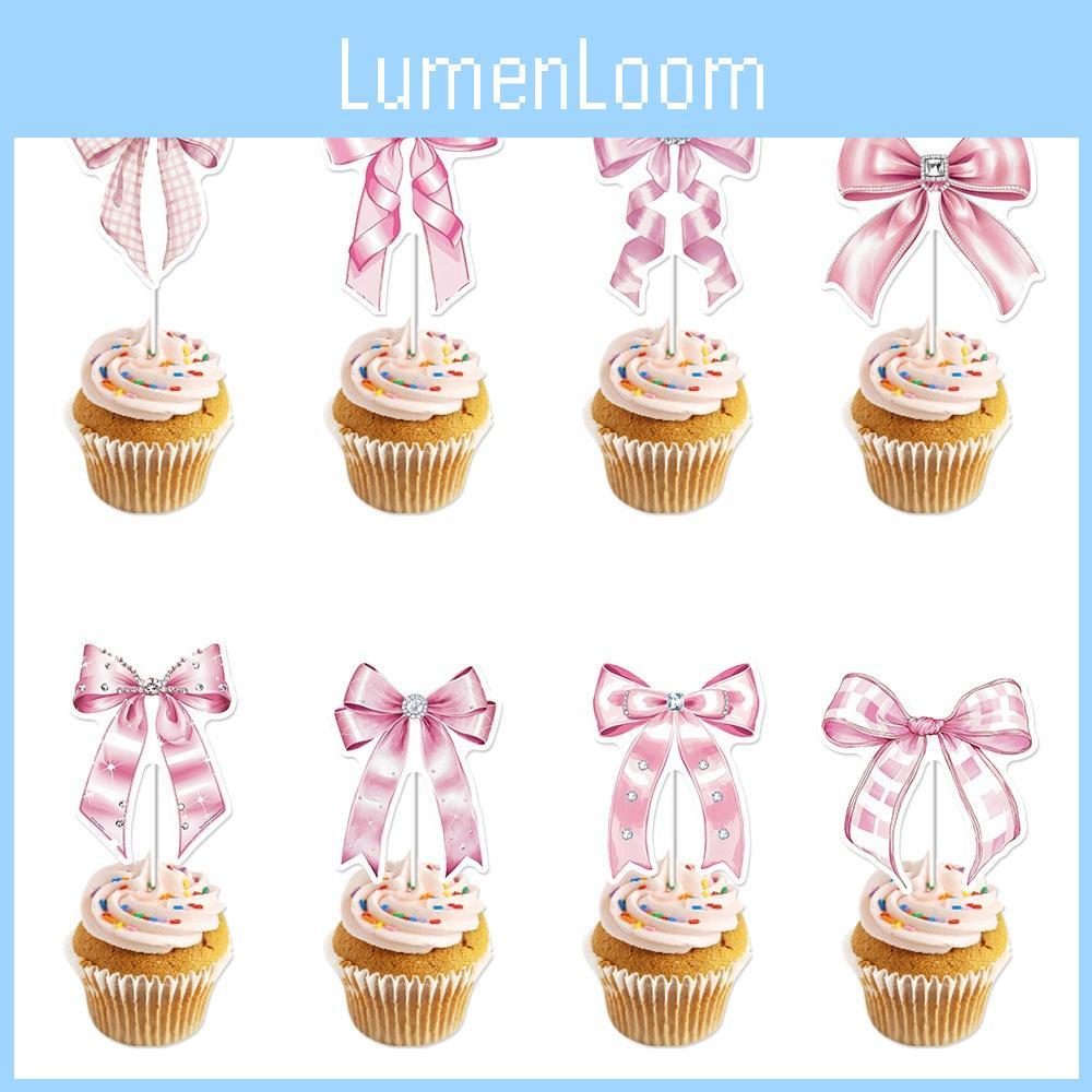 Cake Party Embellishments Butterfly Bow Picks Paper Birthday Celebration Decor